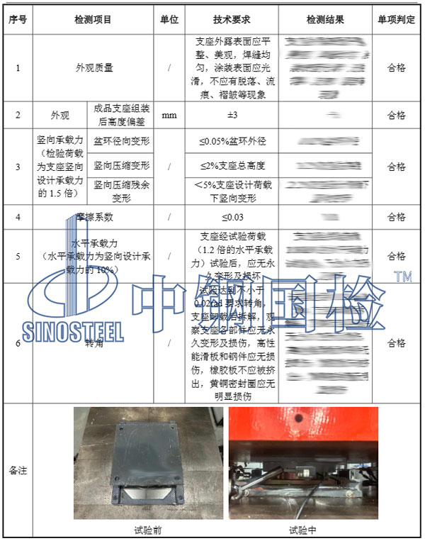 橋梁支座檢測項目結果