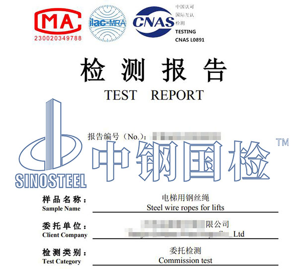 電梯鋼絲繩出口檢測報告